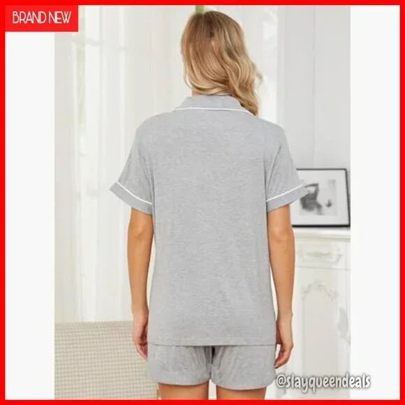Women's 2-Piece Pajama Set Soft Button Down Shorts with Pockets S-XXL